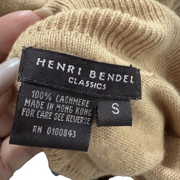 Henri Bendel Classic Womens Cashmere Tan Turtleneck Knit Long Sleeve Sweater S - Picture 7 of 7